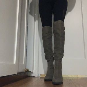 ALDO - Thigh High Olive Leather Boots - Size 8